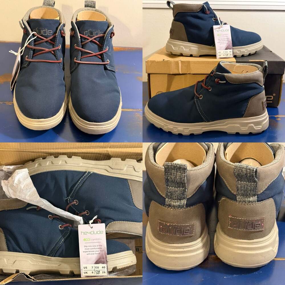 Hey Dude Spencer Eco Men's Ankle Boots Indigo Blue Size 7 brand new w/ tags